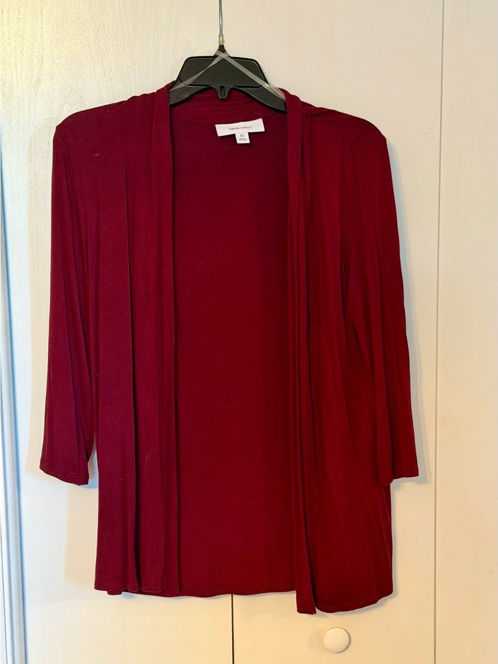 Nine West XS Burgundy Wine Open Front Draped Cardigan